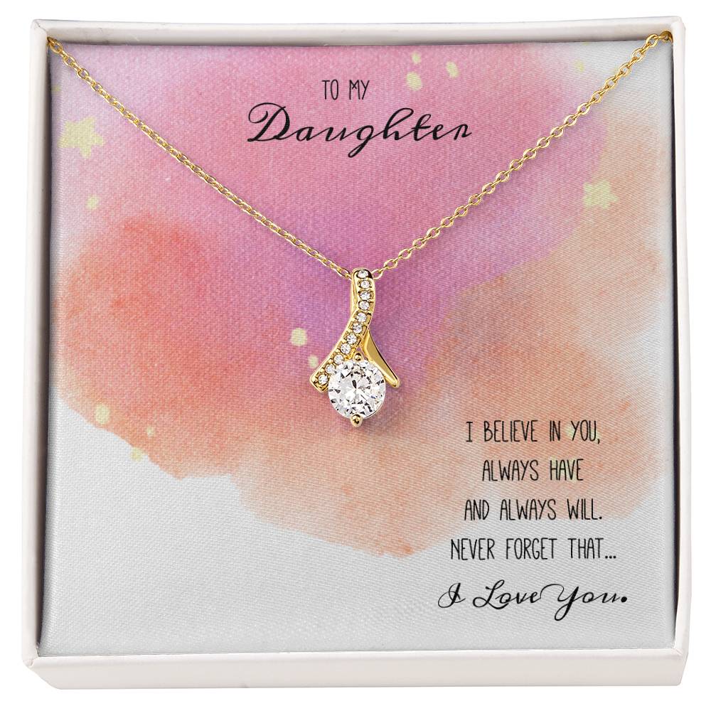 "A GIFT FOR A DAUGHTER" Alluring Beauty necklace - Yellow & White Gold Finish  - Never Forget That I Love You