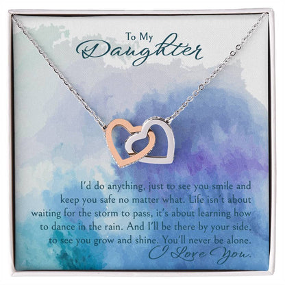 "A GIFT FOR A DAUGHTER" Interloking Hearts Necklace - I'd Do Anything