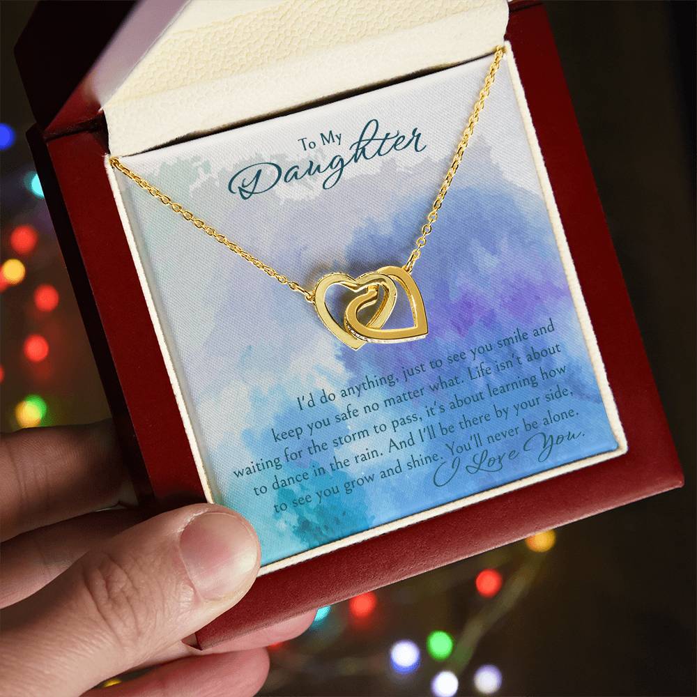 "A GIFT FOR A DAUGHTER" Interloking Hearts Necklace - I'd Do Anything