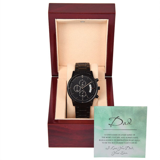 "A GIFT FOR A DAD" Black Chronograph Watch - A Gentleman In Every Sense Of  The Word