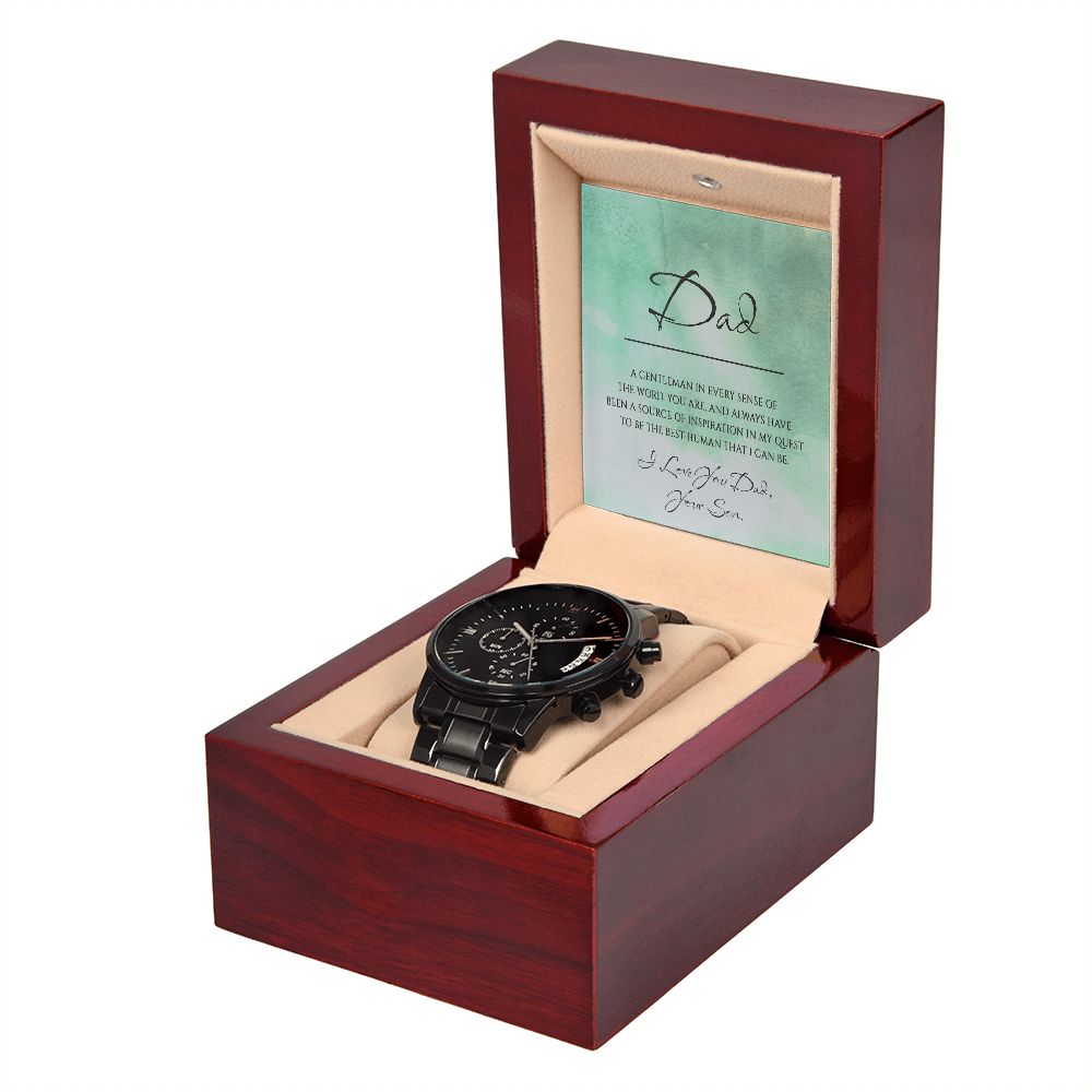 "A GIFT FOR A DAD" Black Chronograph Watch - A Gentleman In Every Sense Of  The Word