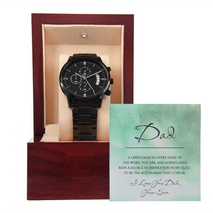 "A GIFT FOR A DAD" Black Chronograph Watch - A Gentleman In Every Sense Of  The Word