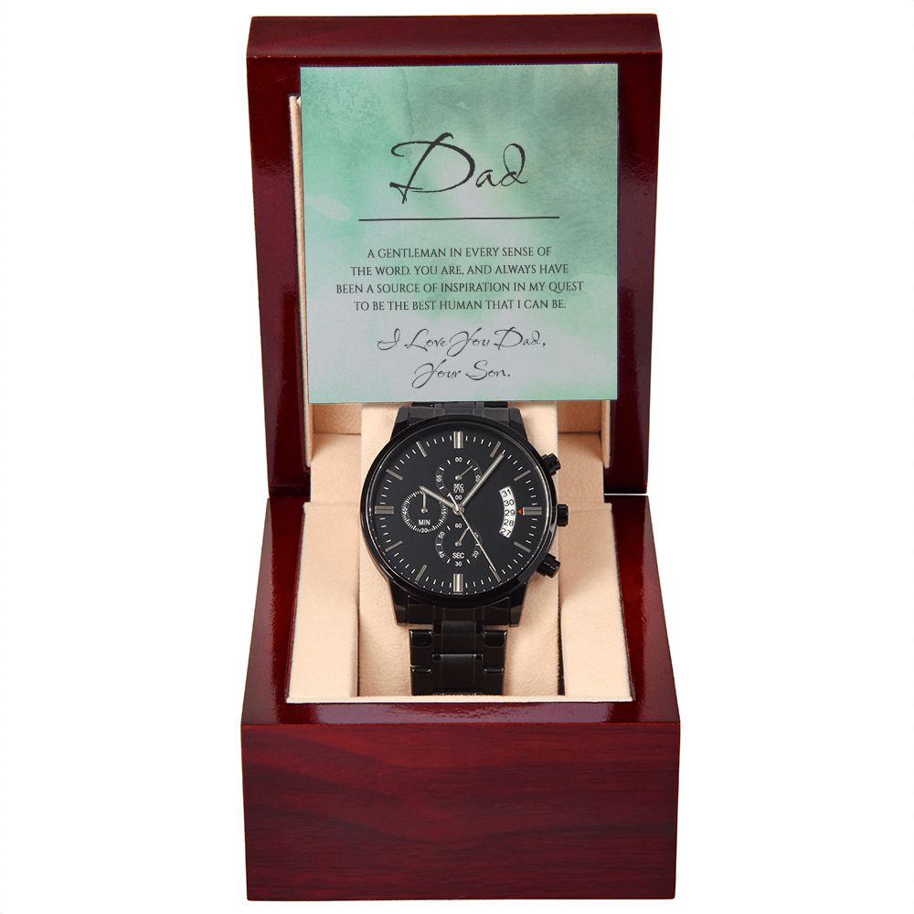 "A GIFT FOR A DAD" Black Chronograph Watch - A Gentleman In Every Sense Of  The Word