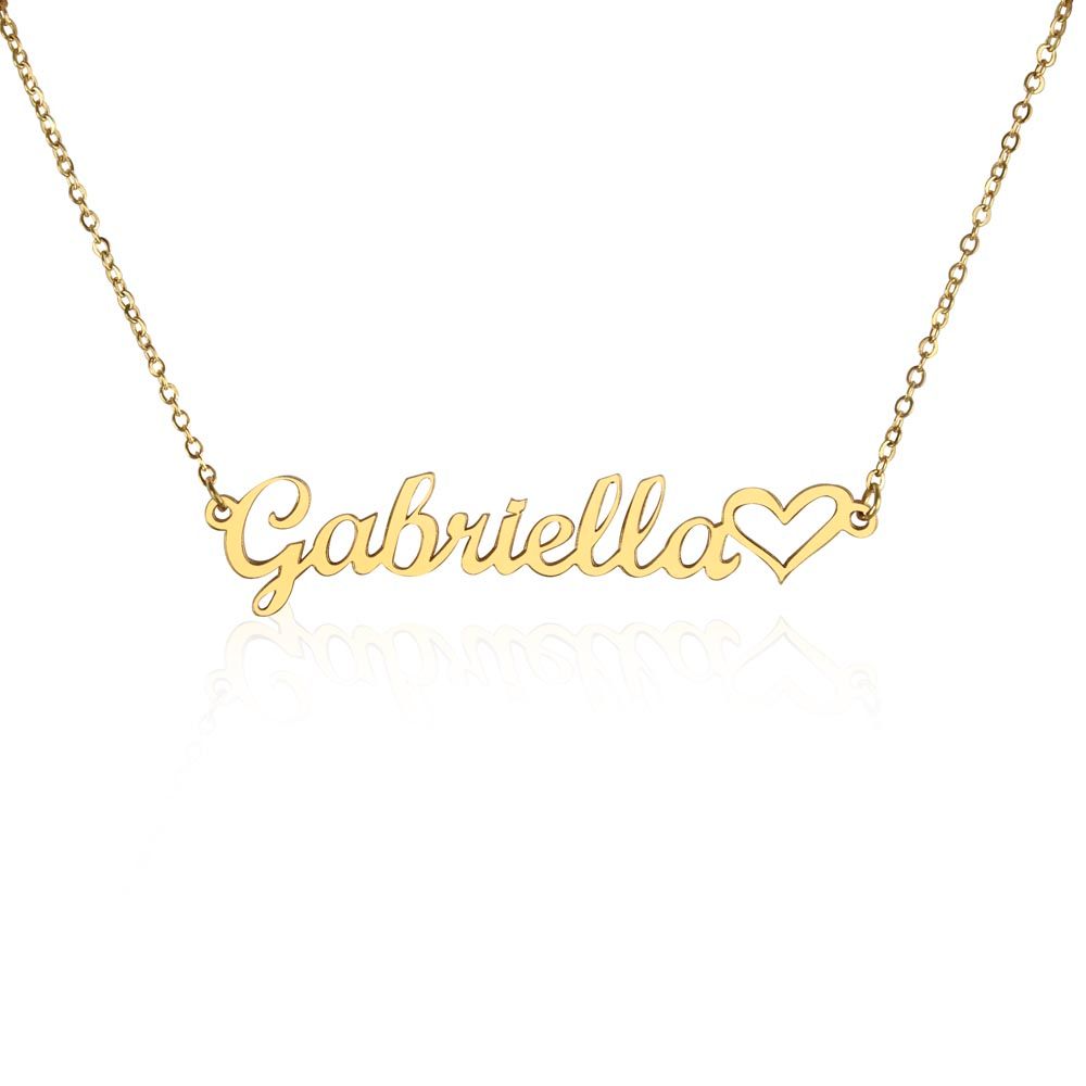 Heart Name Necklace - 18k Yellow Gold Finish