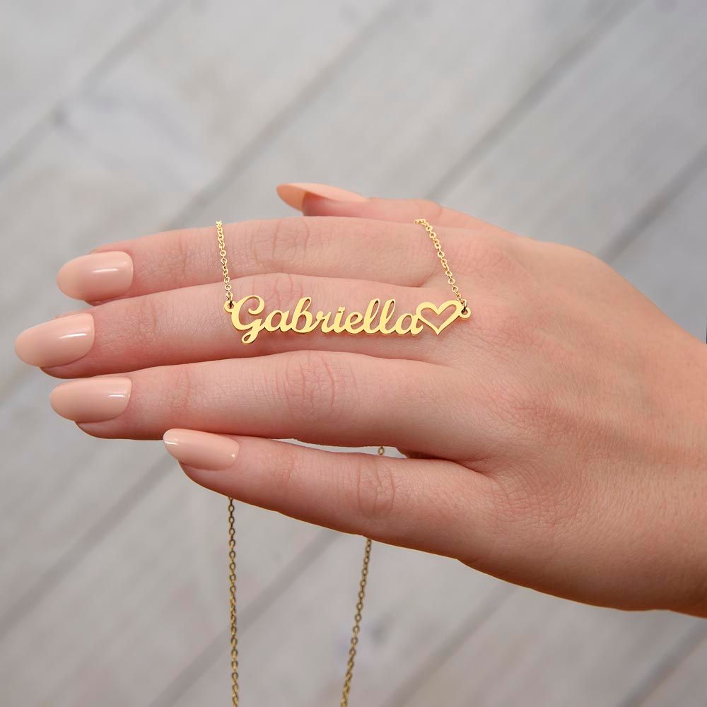 Heart Name Necklace - 18k Yellow Gold Finish